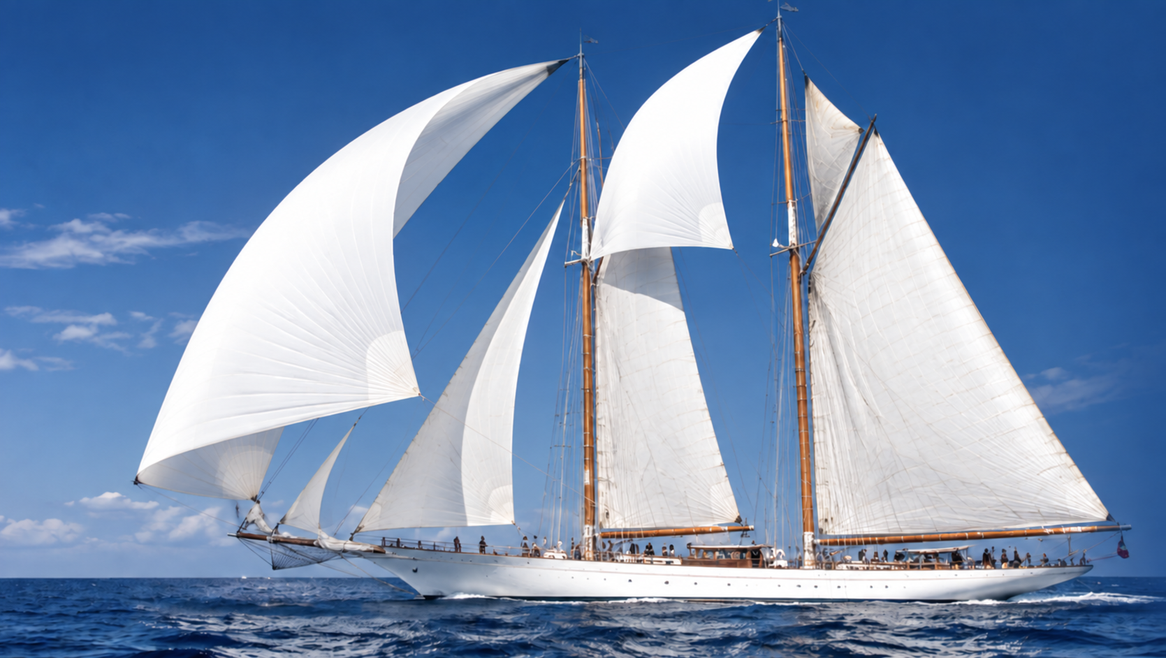 Velero clásico navegando con todas sus velas desplegadas